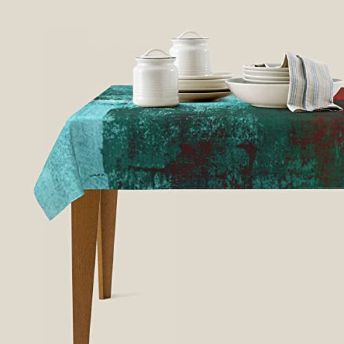 Huxjoko Rectangle Tablecloth,Turquoise And Red Abstract Art Painting Waterproof Table Cover Cloth For Home Decor Of Dinner Kitchen Wedding Holiday Party,60X84 Inch #TOP1