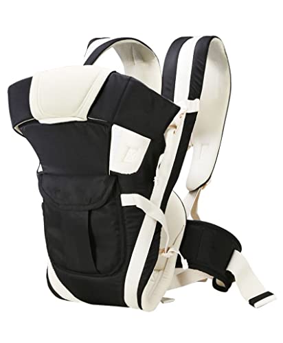 Image of Elementary Elegant Baby Carrier with 4 Carry Positions, Baby Carrier for 4 to 24 Months Baby, Adjustable New-Born to Toddler Carrier with Cushioned Leg Support, Max Weight Upto 15 kgs (Black)