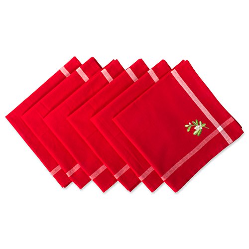 Servilletas 100% algodón bordadas con muérdago 20x20 cm set 6 miniatura 1