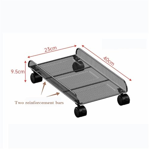 Soporte ajustable para CPU con ruedas bloqueables, soporte metálico para monitor y PC, usado bajo escritorio, negro miniatura 2
