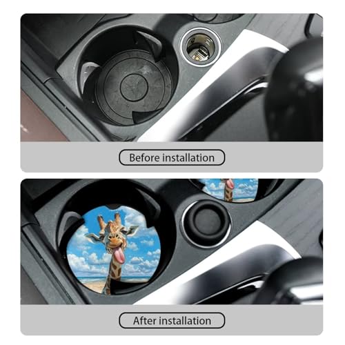 Posavasos para portavasos de auto diseño jirafa 2 pcs miniatura 3