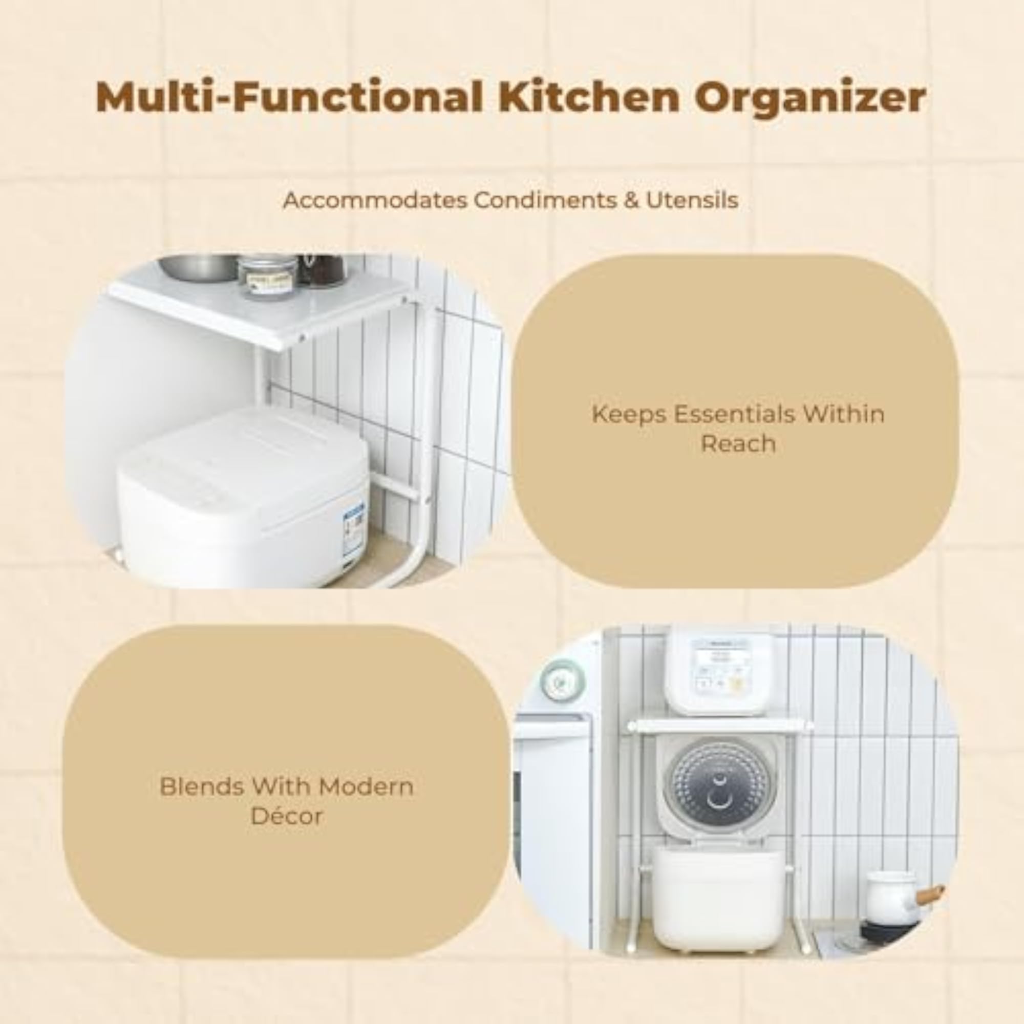 Stackable Carbon Steel Kitchen Storage Rack, Countertop Organizer