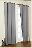 Commonwealth Home Fashions Thermalogic Weathermate Solid Insulated Grommet Top Curtain Panel/Pairs-Pewter, 80 x 72