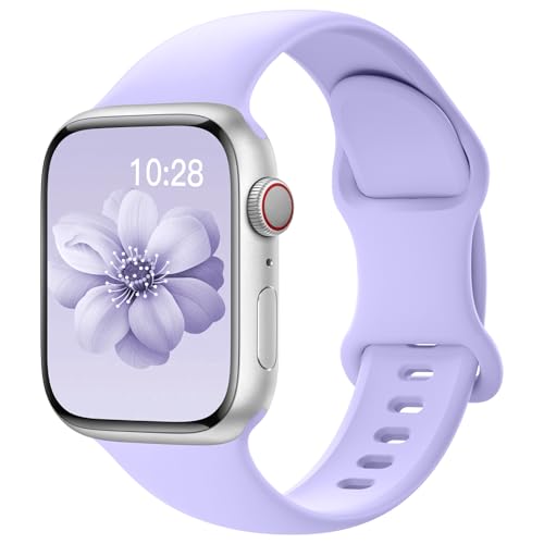 Image of Sport Silicone Band Compatible with Apple Watch Bands 40mm 38mm 41mm 44mm 45mm 42mm 49mm Women Men,Soft Wristband Waterproof Replacement Sport Strap for iWatch Bands Series 9 8 7 6 5 4 3 2 1 SE Ultra
