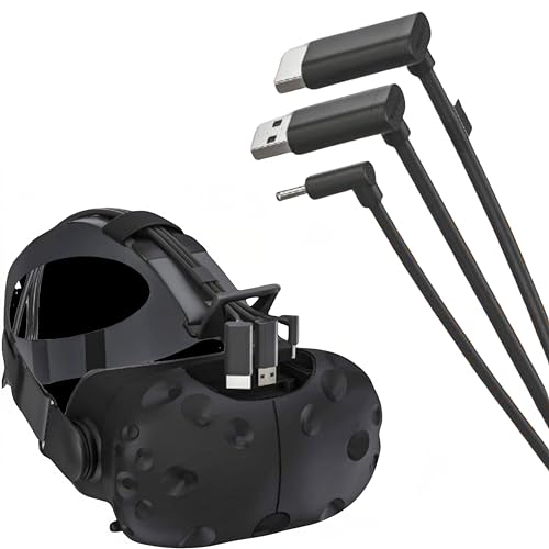 Skywin 3-in-1 Flat HTC Vive Compatible Cable (5 Meters / 16 Feet), Replacement 3-in-1 Connection Cable for HTC Vive Headset and Linkbox (Black)