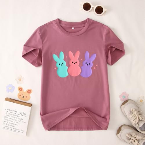 CM C&M WODRO Kid Girls Easter Bunny Shirt Chillin' with My Peeps T-Shirt Short Sleeve Funny Happy Easter Graphic Tees Tops4