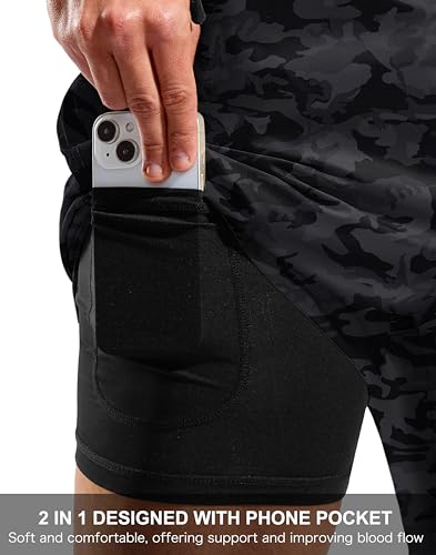 Image of G Gradual Mens Swim Trunks with Compression Liner 7 inch /9'' Quick Dry Board Shorts Swimsuit Bathing Suit for Men Zipper Pockets