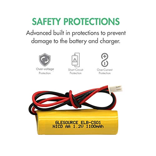 Glesource Aa 1100Mah 1.2V Emergency Light Battery Compatile For Elb-Cs01, Exr El 122 C4T,Custom 332,Unitech Osa268(2 Pack) #TOP3