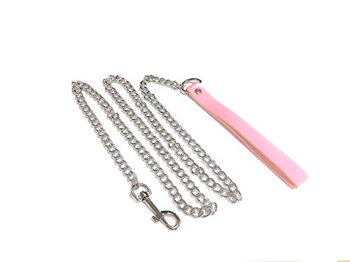 Gothic 7 Pcs Heart Round Circle Chain Detachable Pendant Leather Adjustable Choker Collar Cosplay Punk Necklace Set Halloween Costume Jewelry For Women Teens-Pink #TOP3