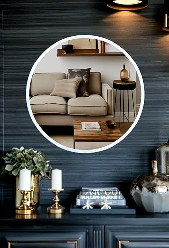 Image of Ali.G.I 30 inch Round Vanity Mirror with Bright White Frame - Elegant White Framed Mirror for Bathroom, Bedroom, Living Room, Office, Entryways, Hotel, Restaurant (Wht, 30 Inch)