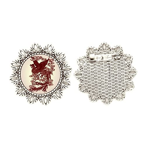 Broche de plata fénix chino medium joya de plata fina oriental