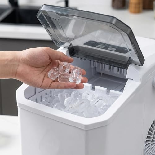 14KG/24H High Output Ice Maker, 2 Sizes Bullet Ice in 6 Mins, Portable Self-Cleaning Ice Machine with Handle for Kitchen Countertop, Party, Bar, RV, Boat, Caravan - Image 6