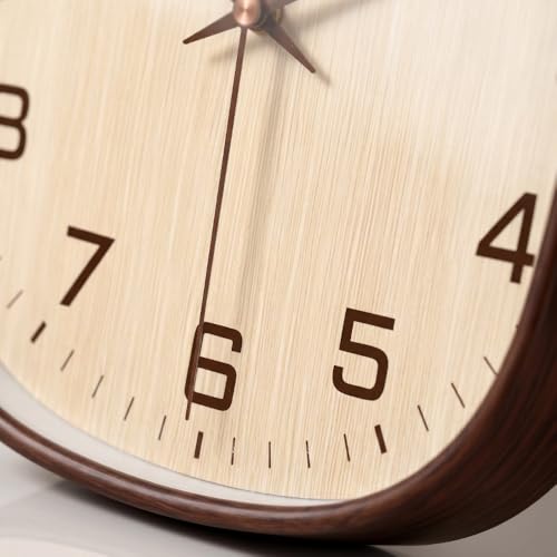 Image of STAR WORK 12 inch Inch Square Silent Non-Ticking Quartz Movement Wall Clock with Analog & Digital Display | Easy-to-Read Numbers | Modern Design for Living Room, Bedroom or Office (Cream - Brown)