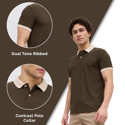 Image of Nostrum Mary Half Sleeve Polo T-Shirt with Two-Tone Collar, Stylish T Shirt for Men, Polo Tshirts for Men, Cotton T Shirt for Man, Casual Tshirt for Mens Boys