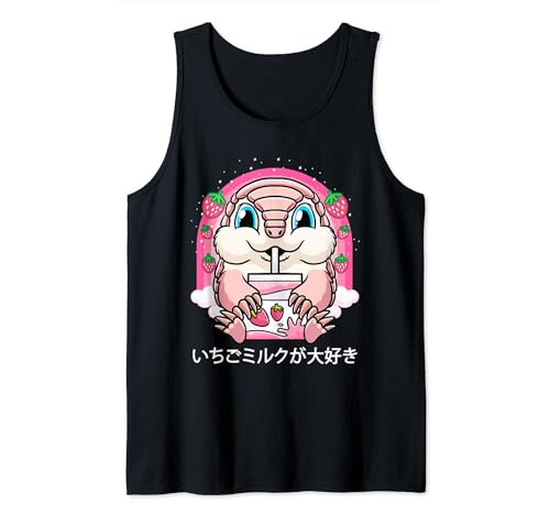 Gürtelmull Gürteltier Erdbeermilch Trinken Kawaii Tank Top