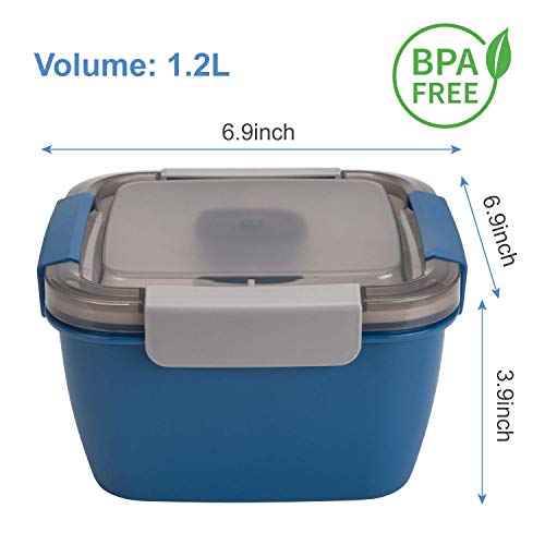 image for Freshmage Salad Lunch Container To Go, 52-oz Salad Bowls with 3 Compar