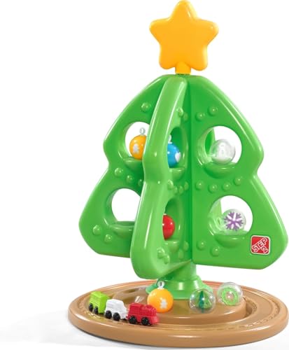 Image of Step2 My First Christmas Tree, Kids Interactive Holiday Tree Toy, 12 Colorful Plastic Ornaments to Decorate, Mini Train Set Circles the Skirt, Made of Durable Plastic, For Toddlers 1.5+ Years Old