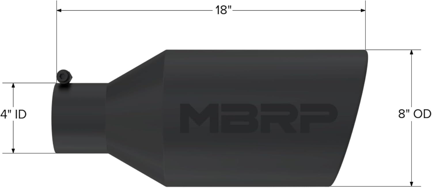 MBRP Universal Tip 8in O.D. Rolled End 4in inlet 18in length Black