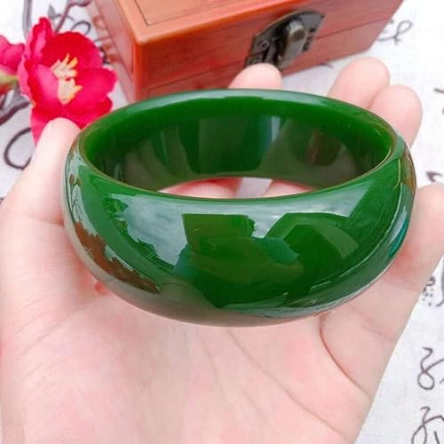 Bracelet en jade naturel de Hetian Xinjiang jaspe vert large pour femmes