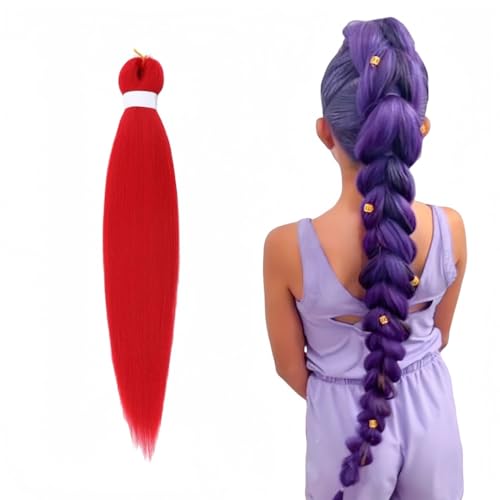 Dotspunt ロング パープル ヘアエクステ、ロング編み込みコスプレウィッグ、編み込みヘア、パープルエクステンション、耐熱性、ステージパーティーに最適 、ユニセックス、アニメコスチュームコスプレウィッグ(レッド 1)
