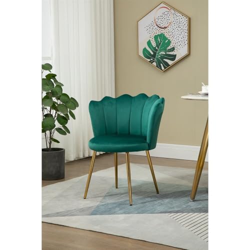 Image of Set of 2 Accent Chair for Living Room | Modern Armchair in Soft Velvet Fabric with Sturdy Legs | Premium Chair for Home Living Room Bedroom Restaurent | (Flower Design, Green)