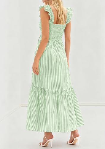 Image of PRETTYGARDEN Women's Summer Dress Casual Ruffle Strap Gingham Midi Sundress