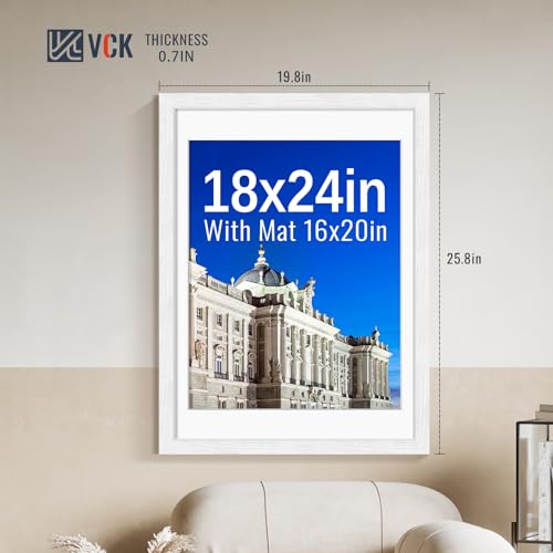 Image of VCK 18x24 Frame 5 Pack, White Exclusive Wood, 16x20 Mat, for Picture