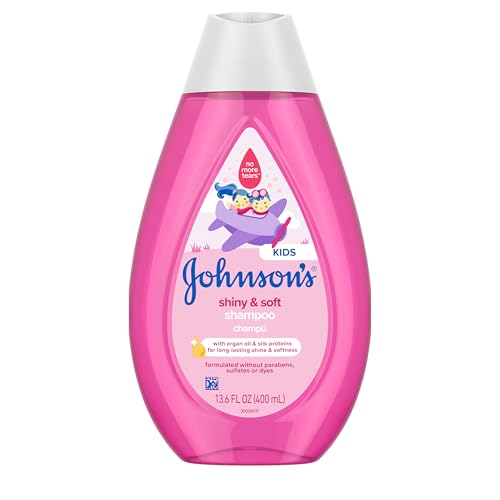 Image of Johnson's Shiny & Soft Kids' Shampoo with Argan Oil & Silk Proteins, Daily Kids' Hair Wash Gently Cleanses & Boosts Natural Shine & Softness, No Added Parabens & Sulfates, 13.6 fl. oz