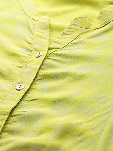 Image of Rapsodia Women Lime Green Khari Floral Printed Kurta