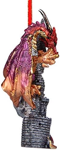 Christmas Tree Ornaments - Zanzibar the Gothic Dragon on Castle Holiday Ornament - Dragon Statue - Christmas Decorations