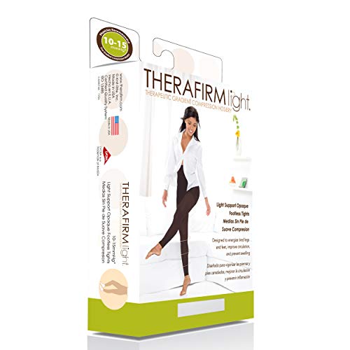 Image of THERAFIRMLIGHT Women's Footless Support Tights - 10-15mmHg Compression Stockings (Coal, Large)