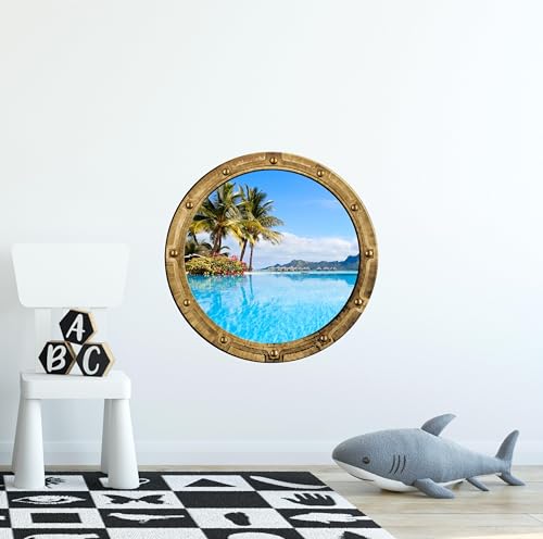 Vinilo Decorativo Ventana Portuaria Isla Tahití 18x18 pulg miniatura 2
