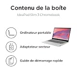 Lenovo IdeaPad Slim 3 Chromebook 14M868 - Ordinateur Portable 14'' FHD (MediaTek Kompanio 520, RAM 4Go, eMMC 64Go, Arm Mali-G52 Graphics, Chrome OS) Clavier AZERTY Français - Gris - 12