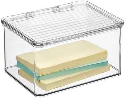 iDesign Recycled Plastic Pantry and Kitchen Storage, Freezer and Fridge Organizer Lidded Bin – 6.75” x 5.75” x 3.75”, Clear