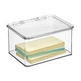 InterDesign Kitchen, Pantry, Refrigerator, Freezer Storage Container with Hinged Lid, 1.5-Quart, Clear