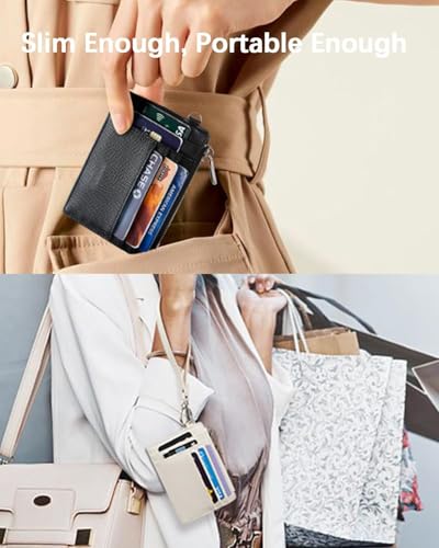 Image of VOGARD Small Wallet for Women RFID Leather Credit Card Holder Slim Wristlet Keychain Wallet with Zipper Pocket (Blue)