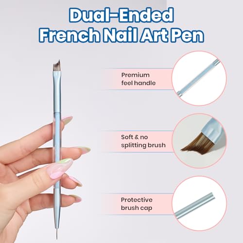 Image of Beetles Nail Art Brush 1Pcs French Tip Oblique Head Gel Nail Art Design Pen Painting Tools Fingernail Brush Nails Cleaning Brushes Nails Salon Diy at Home