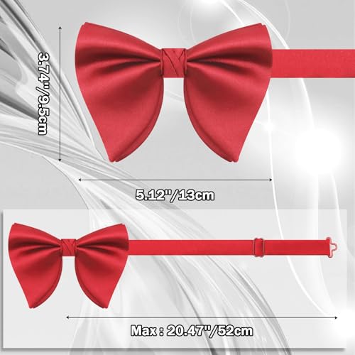 Image of Mens Bow Tie Pre Tied Oversized Bow Ties for Men Satin Bowties for Tuxedo Wedding Party Banquet
