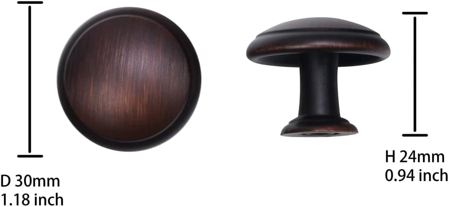 10 Pack 1-3/16" (30.5mm) Kitchen Cabinet Knobs,Drawer Knobs for Home Improvement Oil Rubbed Bronze Drawer Pulls Knobs Furniture Hardware Handles for Kitchen Bathroom
