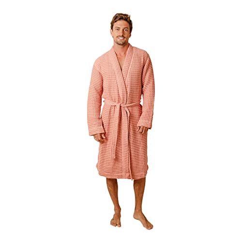 Happy Place Women's Waffle Robe Lightweight Organic Cotton Sustainable Unisex Bathrobe (Medium, Terra Cotta) #TOP3