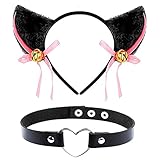😽 【Paquete】: 1 x diadema de oreja de gato, 1 x collar de corazón.