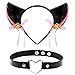 Produktbild JAHEMU Katzenohren Haarreif Cat Ears Black Haarschmuck Fuchsohren mit Herz Halskette Katzen Haarreif Katzeohren Cosplay Kostüm Kinder Katzenkostüm für Karneval, Geburtstag, Party Dekoration, 2 Stück