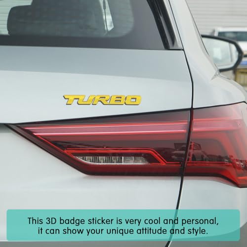 Image of ASUBHA Turbo Car Emblem Decal, Emblems and Badges, 3D Metal Emblem Badge Sticker with Turbo Letters, Universal Car Accessories Zinc Alloy Badge Decals Sticker Fit for Most Vehicles Trucks SUVs