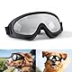 Hunde Sonnenbrille, badaren Hundebrille UV Wasserdicht Winddicht Einstellbar, Mode Hunde Schutzbrille für Mittel Große Hunde (Silber)