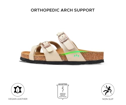 Image of AEROTHOTIC Recovery Slides for Women Cork Footbed Adjustable Straps Sandals