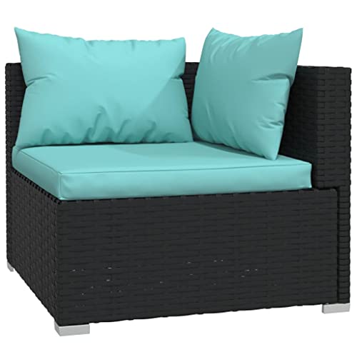 YAFF 10 Piece Patio Lounge Set with Cushions Poly Rattan Black (173.36lbs) F