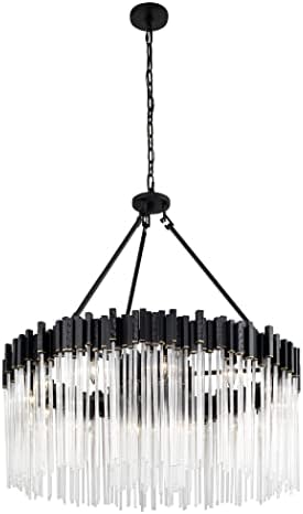 Varaluz Matrix 12-Lt Pendant - Matte Black/French Gold