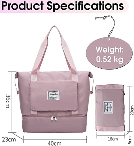 Large Capacity Folding Travel Bag with Dry Wet Separation Pocket, Expand Carry On Overnight Tote Bags for Women Airplanes with Luggage Sleeve, Waterproof Travel Duffle Gym Weekend Bags(deep pink)) 2 Large Capacity Folding Travel Bag with Dry Wet Separation Pocket, Expand Carry On Overnight Tote Bags for Women Airplanes with Luggage Sleeve, Waterproof Travel Duffle Gym Weekend Bags(deep pink))