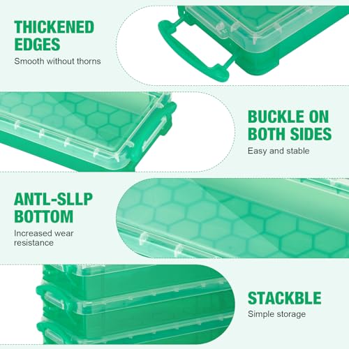 Image of Gueevin 24 Pcs Large Capacity Plastic Pencil Box Clear Plastic Pencil Case Crayon Box with Snap Tight Lid Watercolor Pen Storage Brush Organizer Drawing Tools Container (Green)