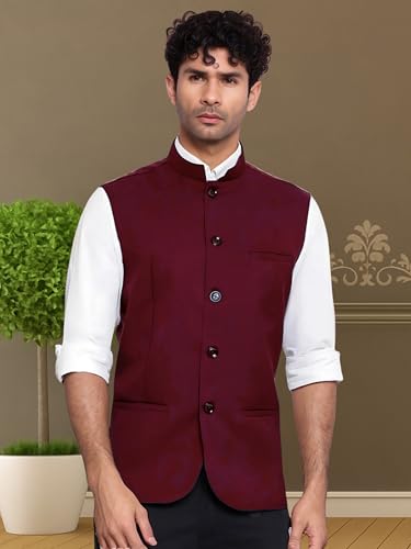 Image of ROCKSY Nehru Jacket, Bandi Modi Koti for Men, Cotton Waistcoat for All Occasion: Wedding, Diwali, Wedding, Ethnic, Office Party, Formal and casual Look